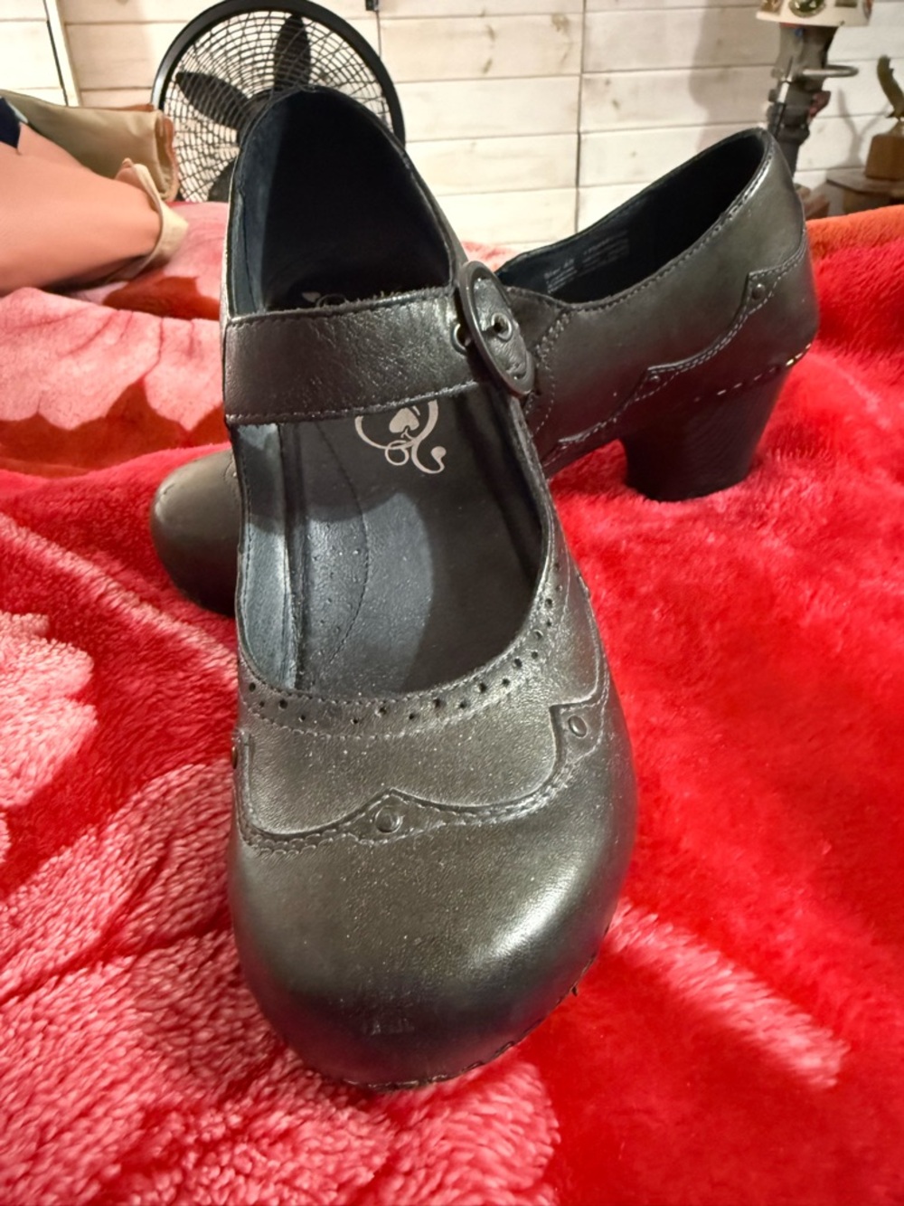 Dansko Black Mary Jane Block Heel with Strap
